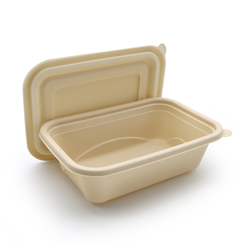 750ml 7.72"x5.24"x2.32" 42g Corn Starch 1-Comp Take Out Microwavable Food Container with Lid