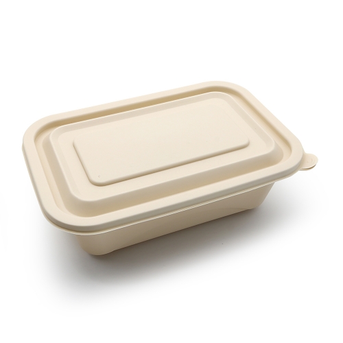 750ml 7.72"x5.24"x2.32" 42g Corn Starch 1-Comp Take Out Microwavable Food Container with Lid