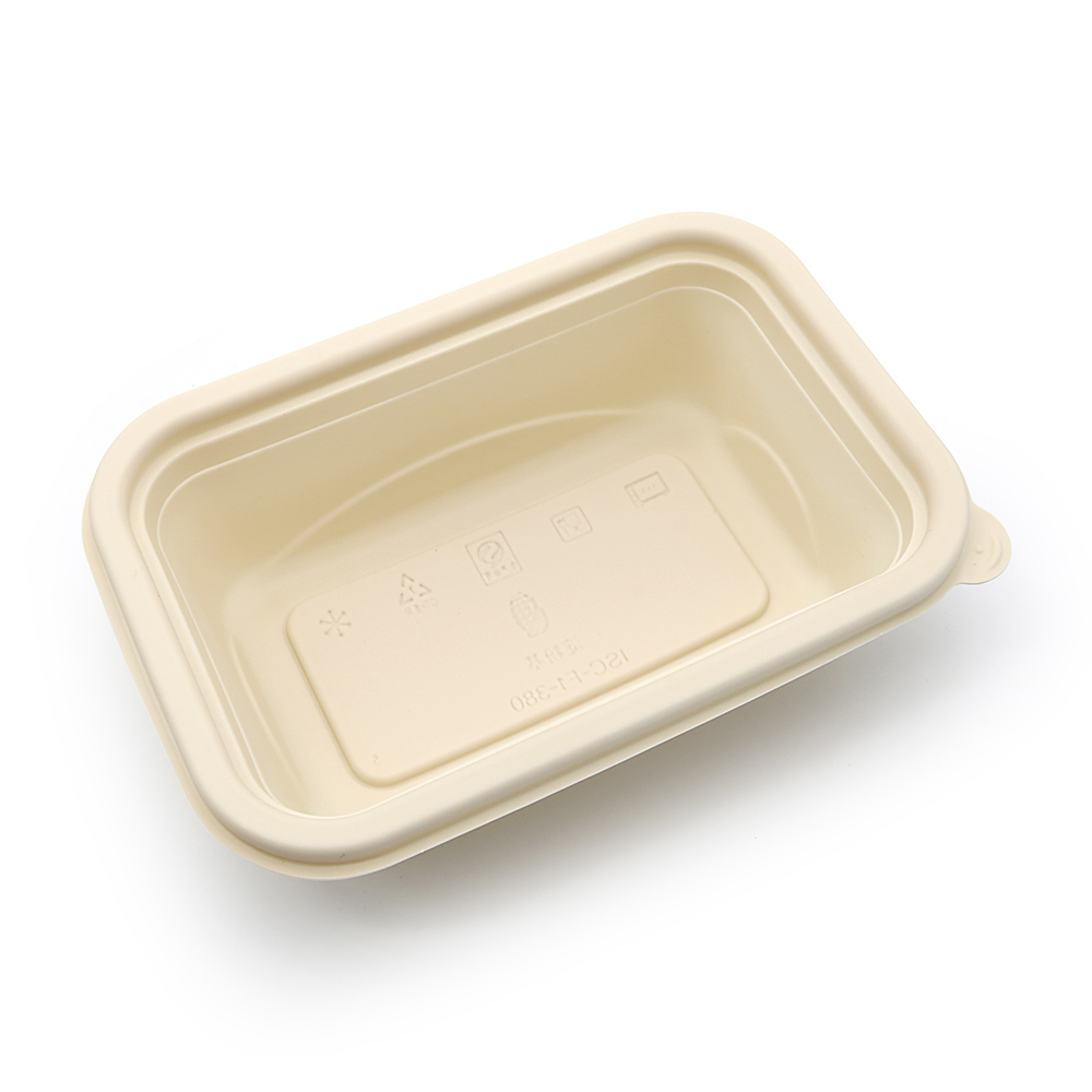 750ml 7.72"x5.24"x2.32" 42g Corn Starch 1-Comp Take Out Microwavable Food Container with Lid