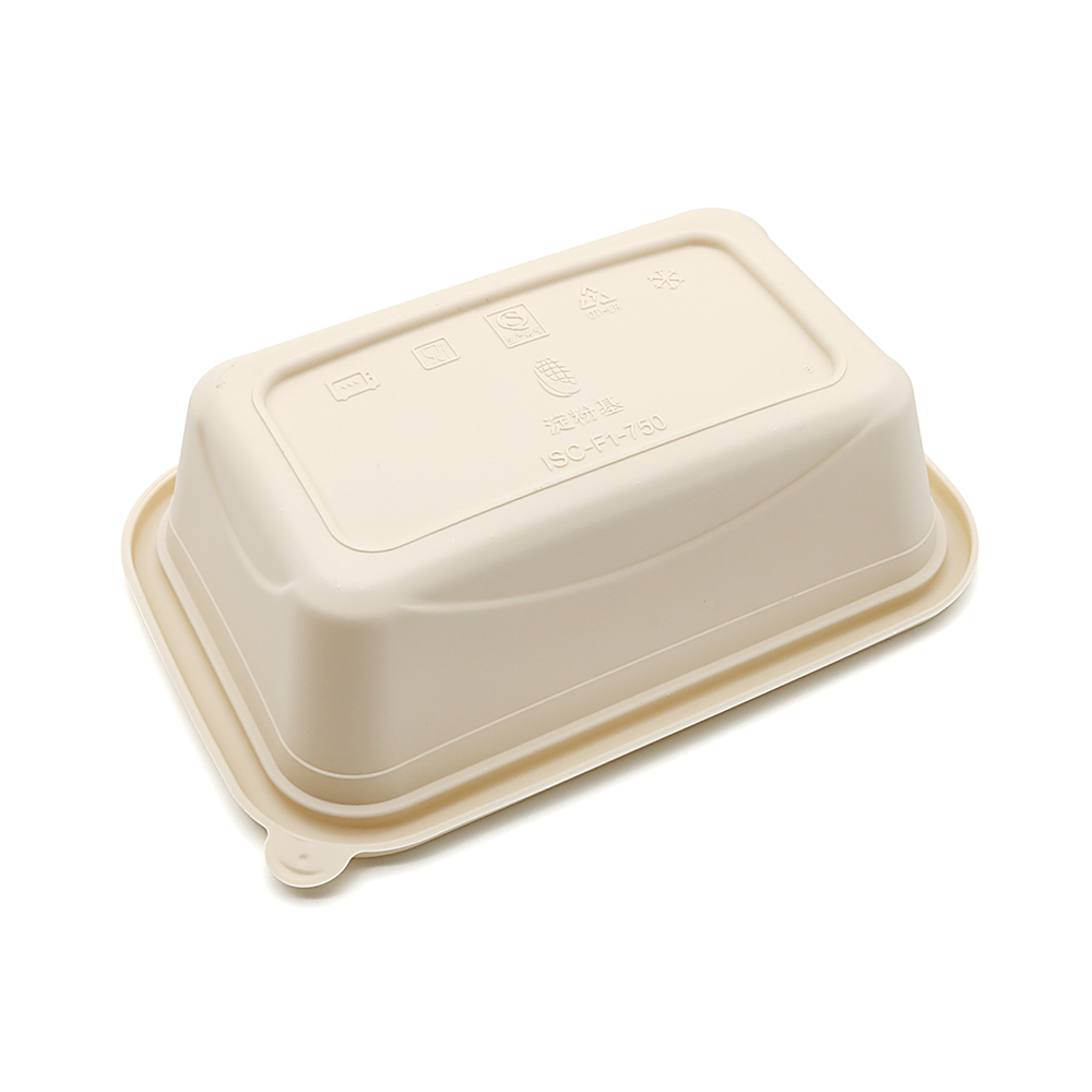 750ml 7.72"x5.24"x2.32" 42g Corn Starch 1-Comp Take Out Microwavable Food Container with Lid
