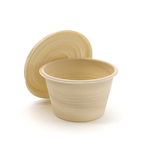 4 oz 2.95"x1.77" 5.4g Corn Starch Little Dipping Soy Sauce Cup with Lid