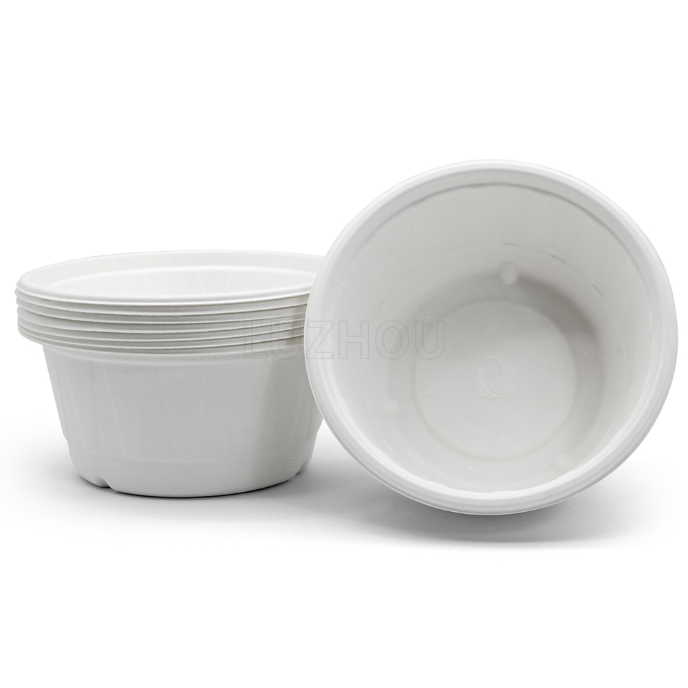 1000ml 34oz ф9.7"xH4.7" 23g Diamond-Shaped Bagasse Compostable Disposable To Go Paper Bowl with Cover