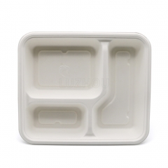 3-Comp 9"x7.8"xH1.5" 30g Bagasse Compostable Compartment Togo Food Tray Container