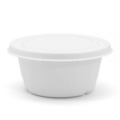 850ml 29oz ф9.7"xH4.2" 20g Diamond Bagasse Compostable Take Out Soup Bowl with Lid