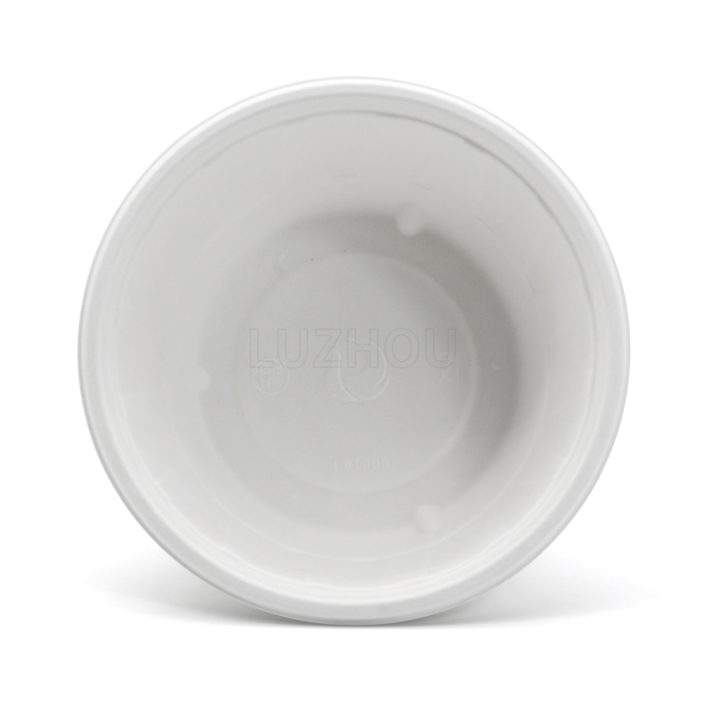 1000ml 34oz ф9.7"xH4.7" 23g Diamond-Shaped Bagasse Compostable Disposable To Go Paper Bowl with Cover