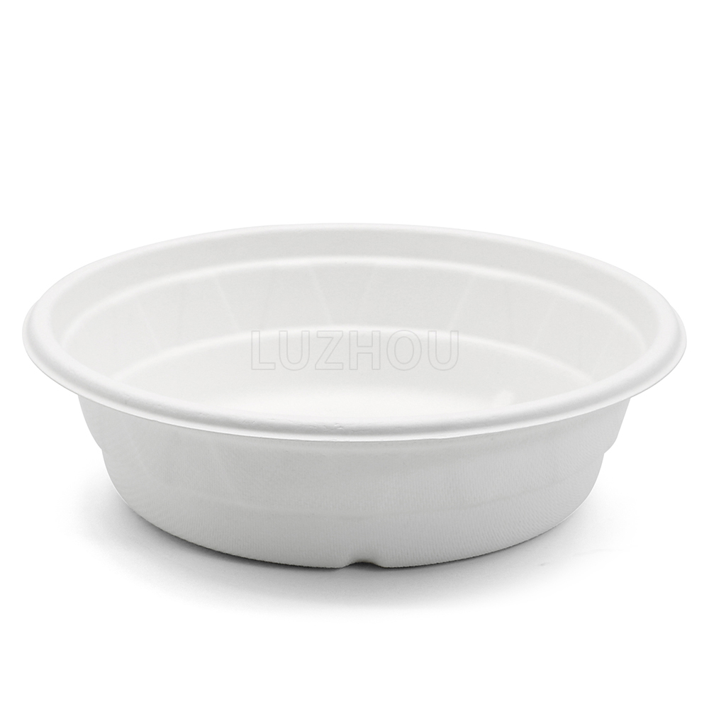 500ml 17oz ф9.7"xH2.6" 14g Diamond Bagasse Biodegradable Compostable Soup Packaging Container with Lid