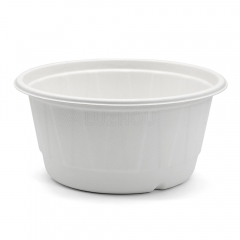 1000ml 34oz ф9.7"xH4.7" 23g Diamond Bagasse Compostable Disposable To Go Paper Bowl with Cover