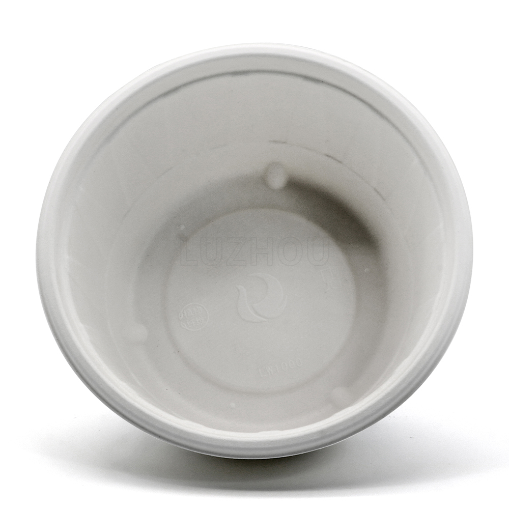 1000ml 34oz ф9.7"xH4.7" 23g Diamond-Shaped Bagasse Compostable Disposable To Go Paper Bowl with Cover