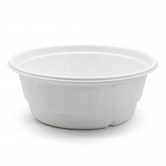 700ml 24oz ф9.7"xH3.4" 17g Diamond Bagasse Compostable Salad Soup To Go Container Bowl with Lid