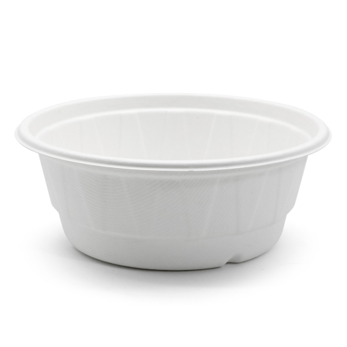 700ml 24oz ф9.7"xH3.4" 17g Diamond Bagasse Compostable Salad Soup To Go Container Bowl with Lid