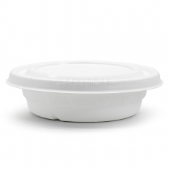 500ml 17oz ф9.7"xH2.6" 14g Diamond Bagasse Biodegradable Compostable Soup Packaging Container with Lid