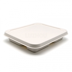 3-Comp 9"x7.8"xH1.5" 30g Bagasse Compostable Compartment Togo Food Tray Container