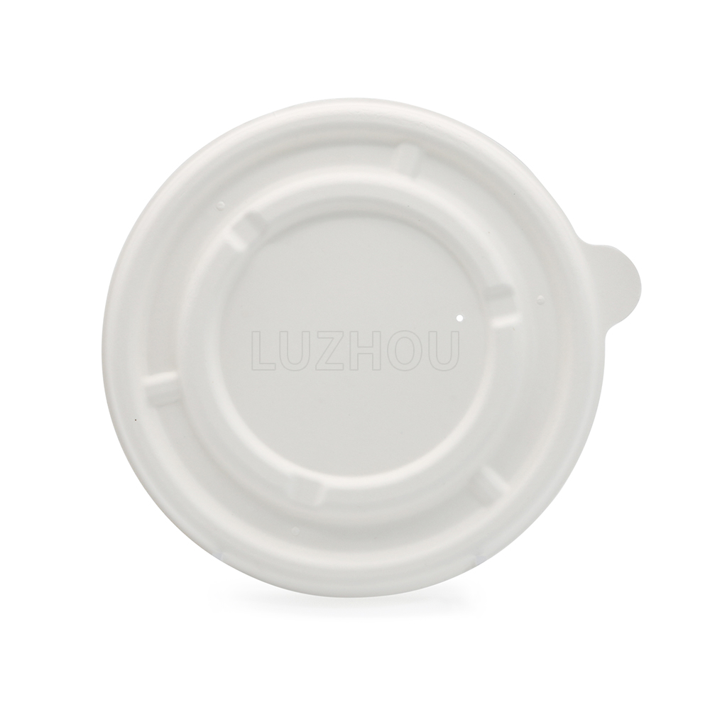 1000ml 34oz Φ10"xH4.6" 19g Bagasse Compostable Paper Soup Container with Cover
