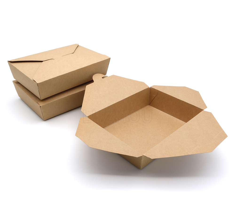 1450ml 49.03oz 7.60"x5.43"x1.93" 337g Kraft Paper Takeaway Food Container for Salad
