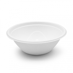 500ml 17oz Φ9.4"xH3.5" 12g Wide Rim Bagasse Compostable Molded Fiber Paper Food Container