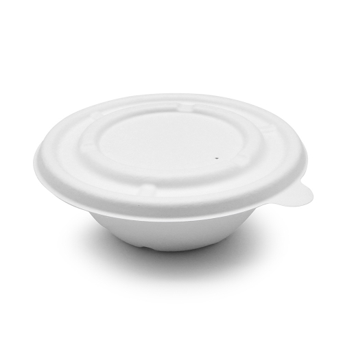 500ml 17oz Φ9.4"xH3.5" 12g Wide Rim Bagasse Compostable Molded Fiber Paper Food Container