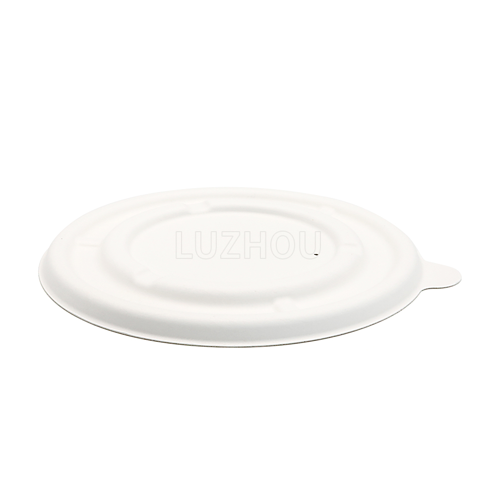 1000ml 34oz Φ10"xH4.6" 19g Bagasse Compostable Paper Soup Container with Cover