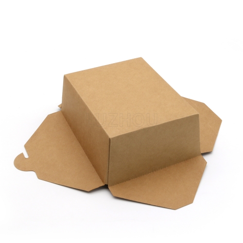 1300ml 43.96oz 5.91"x4.72"x2.56" 300g Kraft Paper Disposable Food Box for Snack