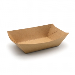 22oz 7.72"x4.61"x1.97" 270g Kraft Paper Boat Meal Tray Brown