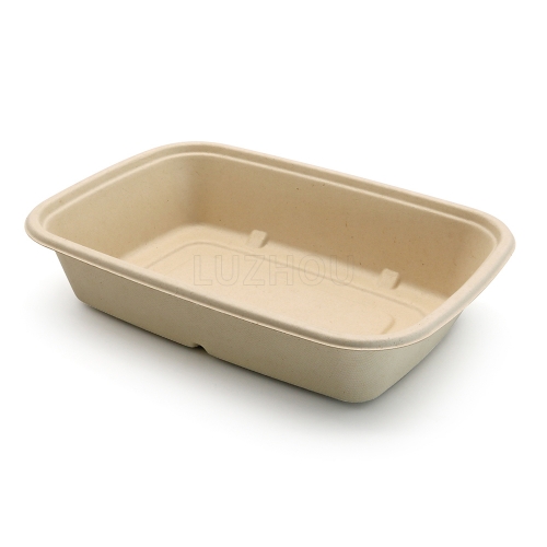 800ml 8.5"x6"xH1.8" 20g Bagasse Compostable Catering Take Away Food Containers with Lid
