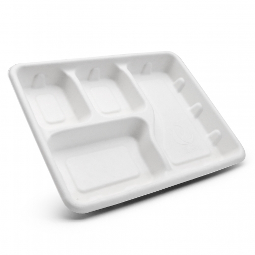 4-Comp 12.5"x8.6"xH1.1" 38g Bagasse Compostable Takeout Meal Tray Container