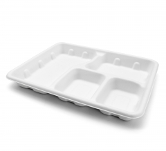 4-Comp 12.5"x8.6"xH1.1" 38g Bagasse Compostable Takeout Meal Tray Container