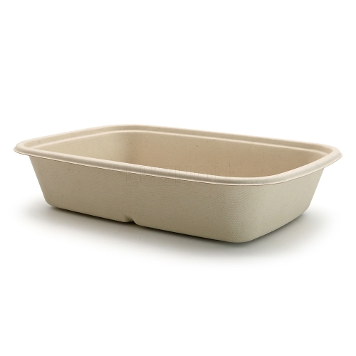 800ml 8.5"x6"xH1.8" 20g Bagasse Compostable Catering Take Away Food Containers with Lid