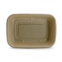 800ml 8.5"x6"xH1.8" 20g Bagasse Compostable Catering Take Away Food Containers with Lid