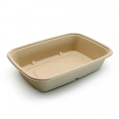 800ml 8.5"x6"xH1.8" 20g Bagasse Compostable Catering Take Away Food Containers with Lid