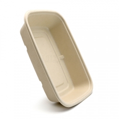 800ml 8.5"x6"xH1.8" 20g Bagasse Compostable Catering Take Away Food Containers with Lid