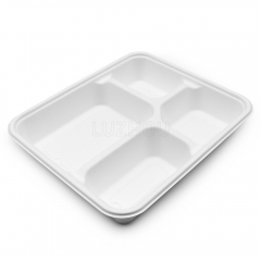 4-Comp 9"x7.7"xH1.5" 31g Bagasse Compostable Take Away Meal Tray Container