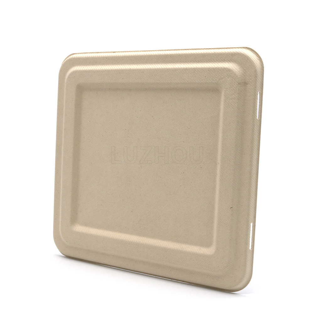 1000ml 4-Comp 9"x8.6"xH1.6" 50g Bagasse Compostable Ready Meal Packaging Tray with Cover