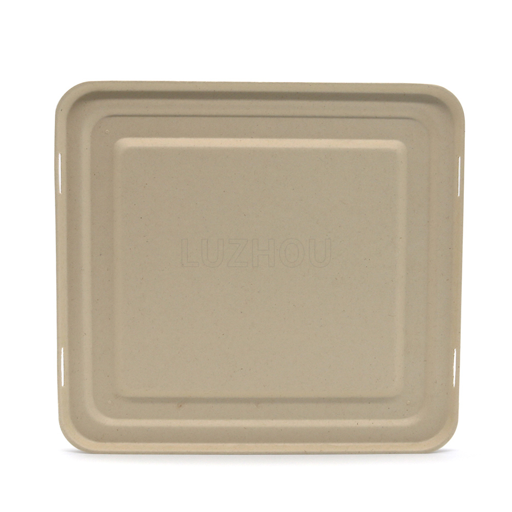 1000ml 4-Comp 9"x8.6"xH1.6" 50g Bagasse Compostable Ready Meal Packaging Tray with Cover