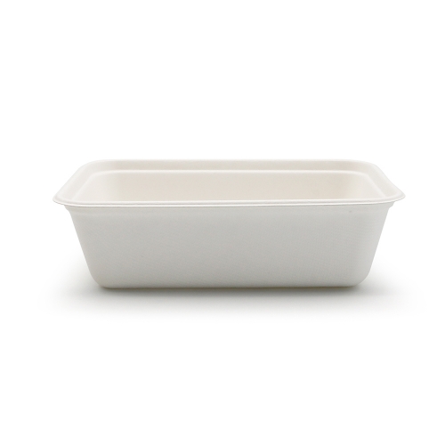 750ml 7"x5"xH2" 15g Bagasse Thin Rim Compostable Environmentally Friendly Food Packing Takeout Box with Lid
