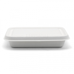 500ml 7"x5"xH1.4" 13g Thin Rim Bagasse Biodegradable Compostable Take Away Meal Packaging Box with Lid