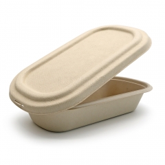 850ml 29oz 9.2"x5.2"x1.8" 20g 1-Comp Bagasse Compostable Disposable Salad To Go Packaging Box