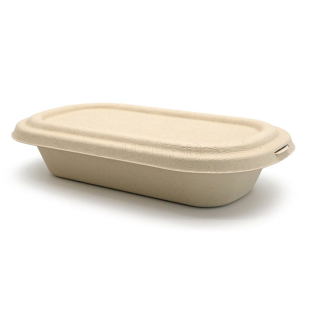 850ml 29oz 9.2"x5.2"x1.8" 20g 1-Comp Bagasse Compostable Disposable Salad To Go Packaging Box