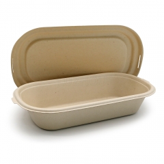 850ml 29oz 9.2"x5.2"x1.8" 20g 1-Comp Bagasse Compostable Disposable Salad To Go Packaging Box