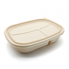 950ml 9.45"x7.13"x1.81" 62g Corn Starch 3-Comp Lunch Container Box with Lid