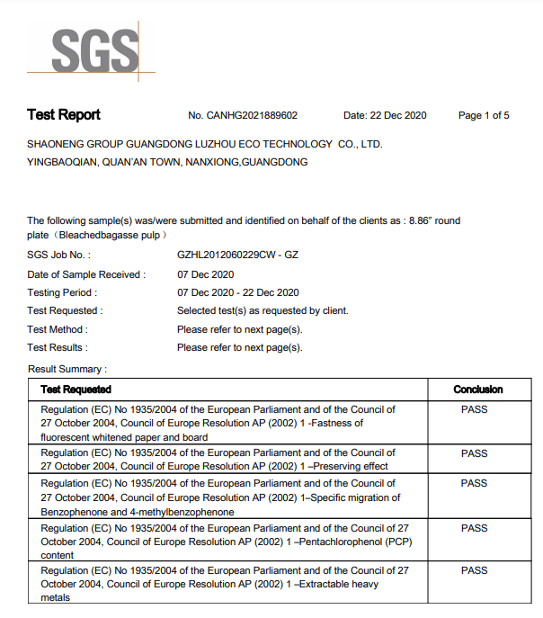 [Nanxiong Production Base] Regulation (EC) No 1935/2004 - CANHG2021889602