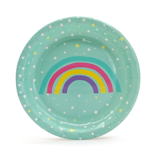 Semi-Custom Multiple Sizes Rainbow Themed Cardboard Paper Plates