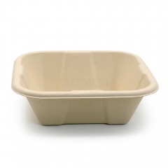 500ml 6.5"x6.5"xH2" 19g Square Bagasse Compostable Paper To Go Food Containers