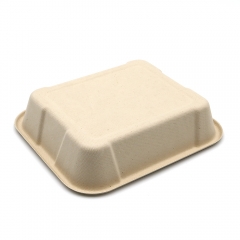 1750ml 8.5"x7.2"xH1.8" 24g Bagasse Compostable Large Disposable Lunch Box with Lid