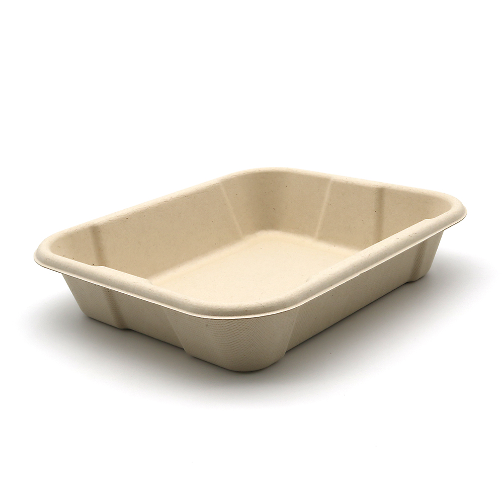 1750ml 8.5"x7.2"xH1.8" 24g Bagasse Compostable Large Disposable Lunch Box with Lid