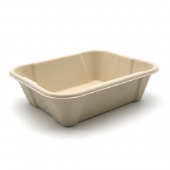 2500ml 8.5"x7.2"xH2.5" 30g Bagasse Compostable Large Takeout Container for Restaurants Custom