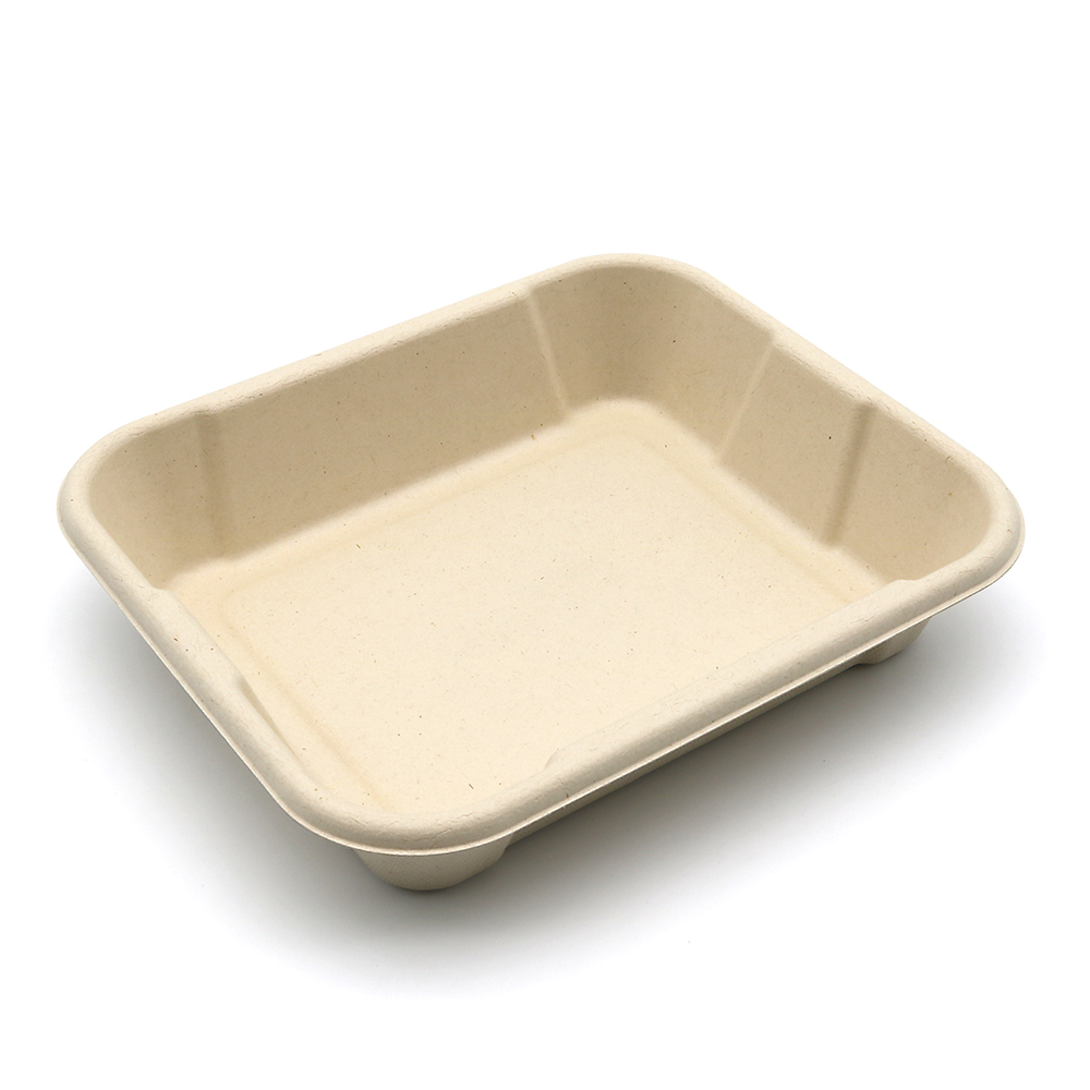 1750ml 8.5"x7.2"xH1.8" 24g Bagasse Compostable Large Disposable Lunch Box with Lid