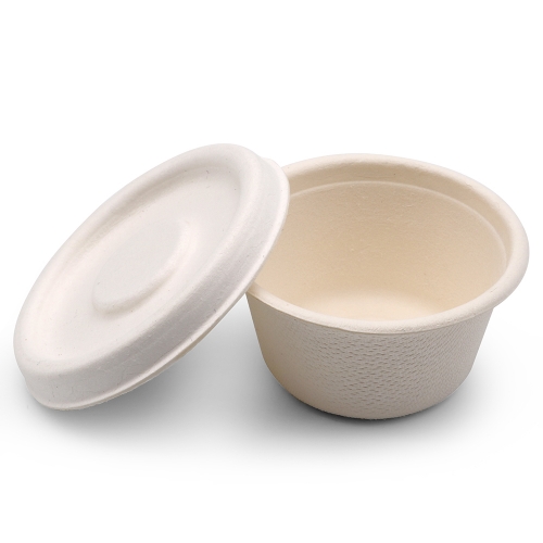 60ml 2oz 2.6"x1.6"xH1.2" 3g Bagasse Biodegradable Compostable To Go Sauce Cup with Lid