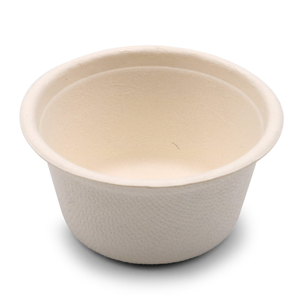 60ml 2oz 2.6"x1.6"xH1.2" 3g Bagasse Biodegradable Compostable To Go Sauce Cup with Lid