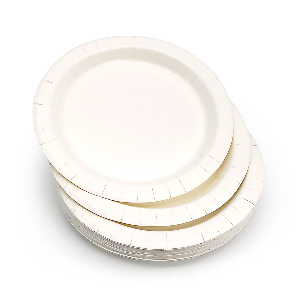 [Print on Demand] 8.8" Unprinted Coated 280g Food Grade White Cardboard Disposable Paper Plate for Xmas Party