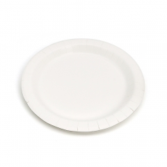 [Print on Demand] 8.8" Unprinted Coated 280g Food Grade White Cardboard Disposable Paper Plate for Xmas Party